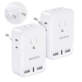 AnnTane European travel adapter with four outlets for simultaneous charging