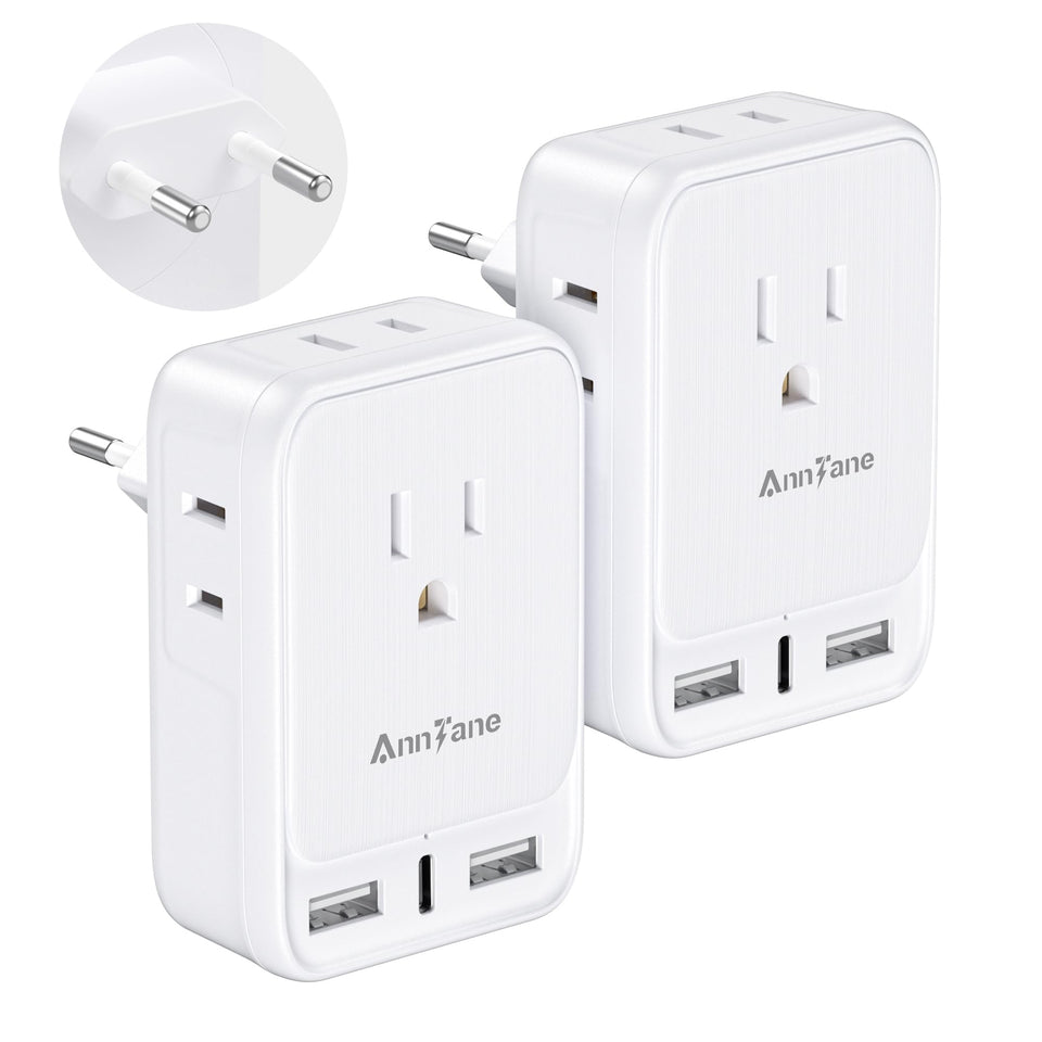 AnnTane European travel adapter with four outlets for simultaneous charging