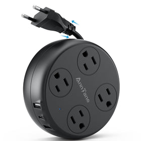 AnnTane European Travel Plug Adapter with retractable cord for neat packing.