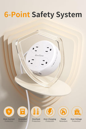 AnnTane Retractable cord travel adapter keeps cords tidy on trips.