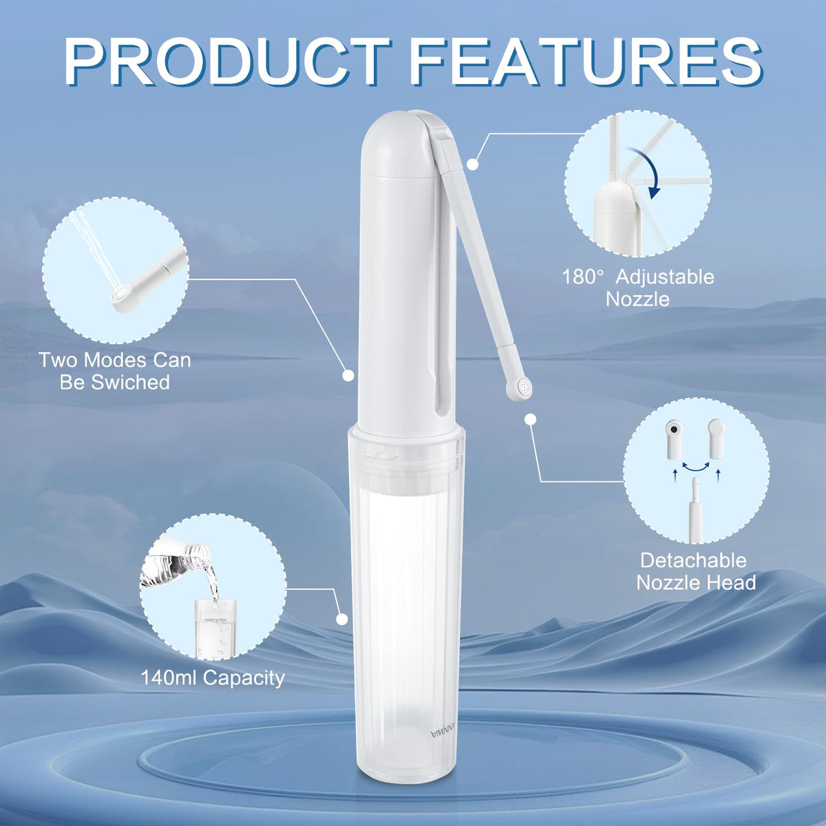 ANNWA bidet with 180-degree rotation enables precise ergonomic cleaning