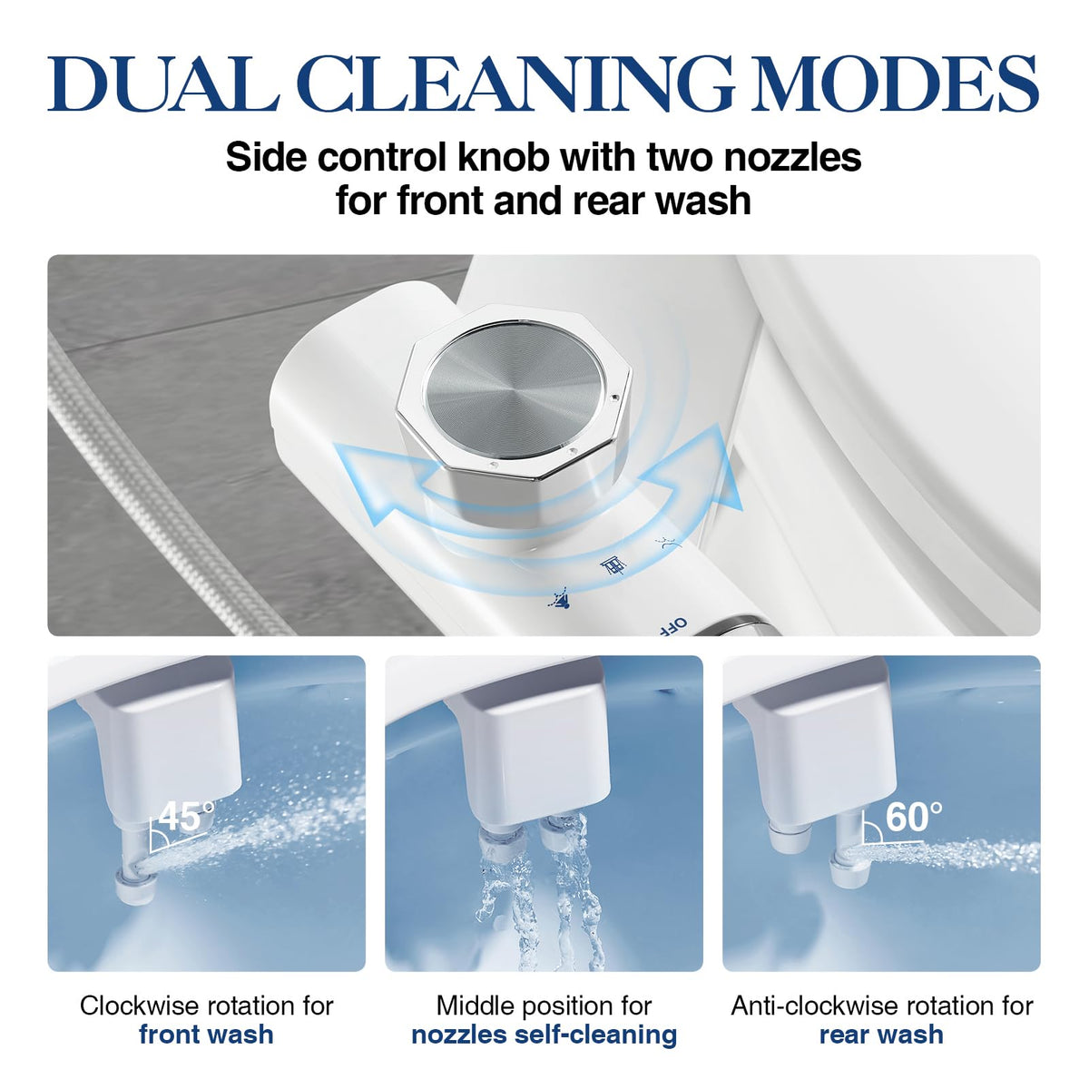 ANNWA bidet attachment dual nozzles for front and rear cleansing.