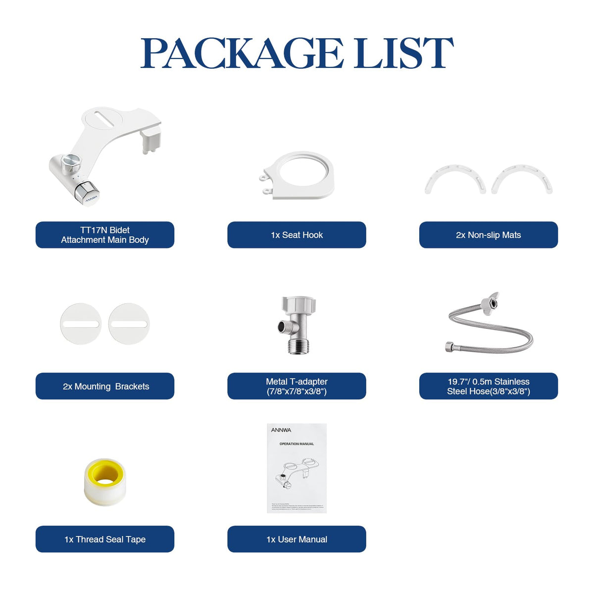ANNWA bidet attachment durable ABS body designed for longevity.