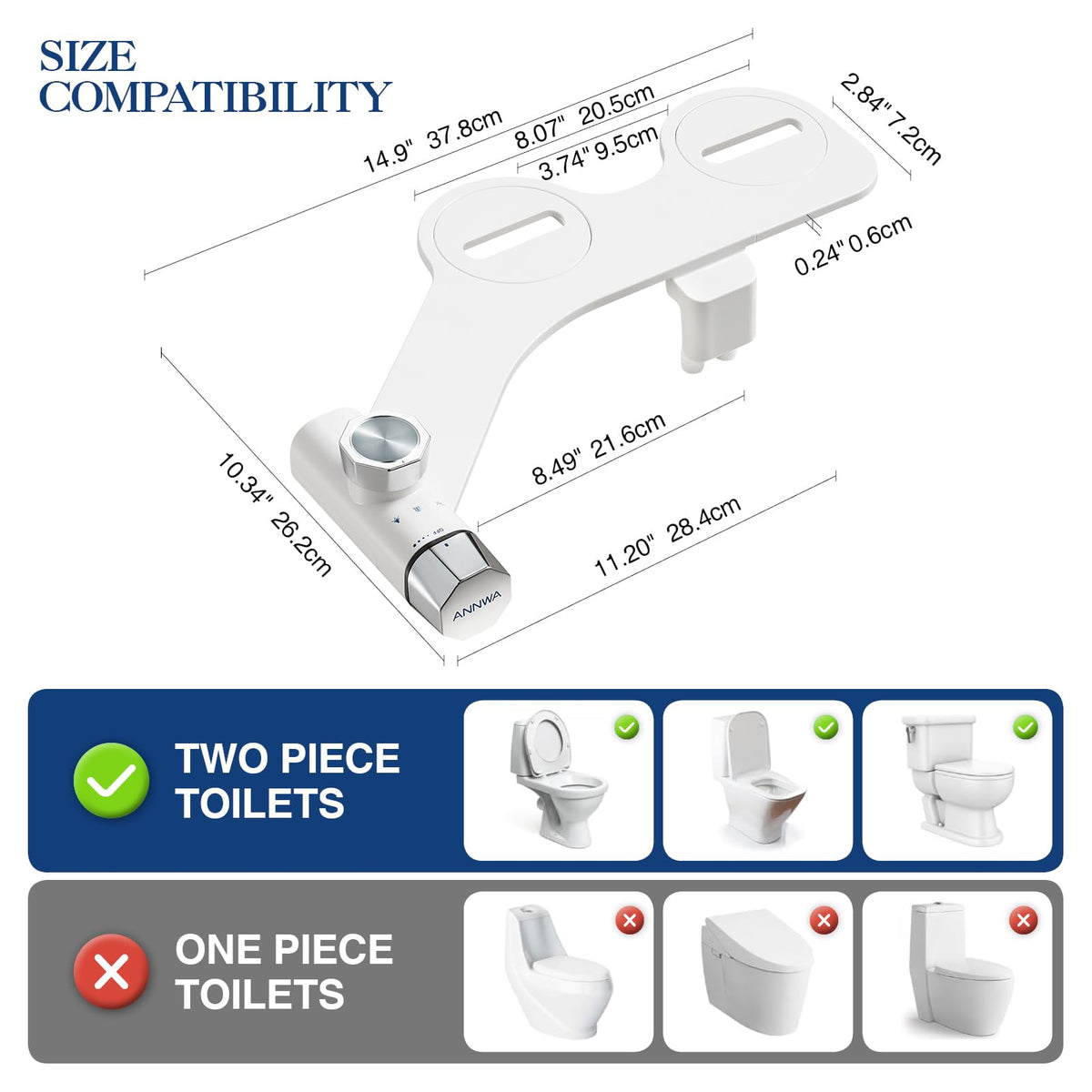 ANNWA bidet attachment front wash nozzle in action for feminine hygiene.