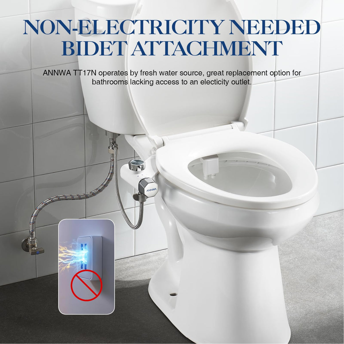 ANNWA bidet attachment rear wash nozzle for posterior cleansing.