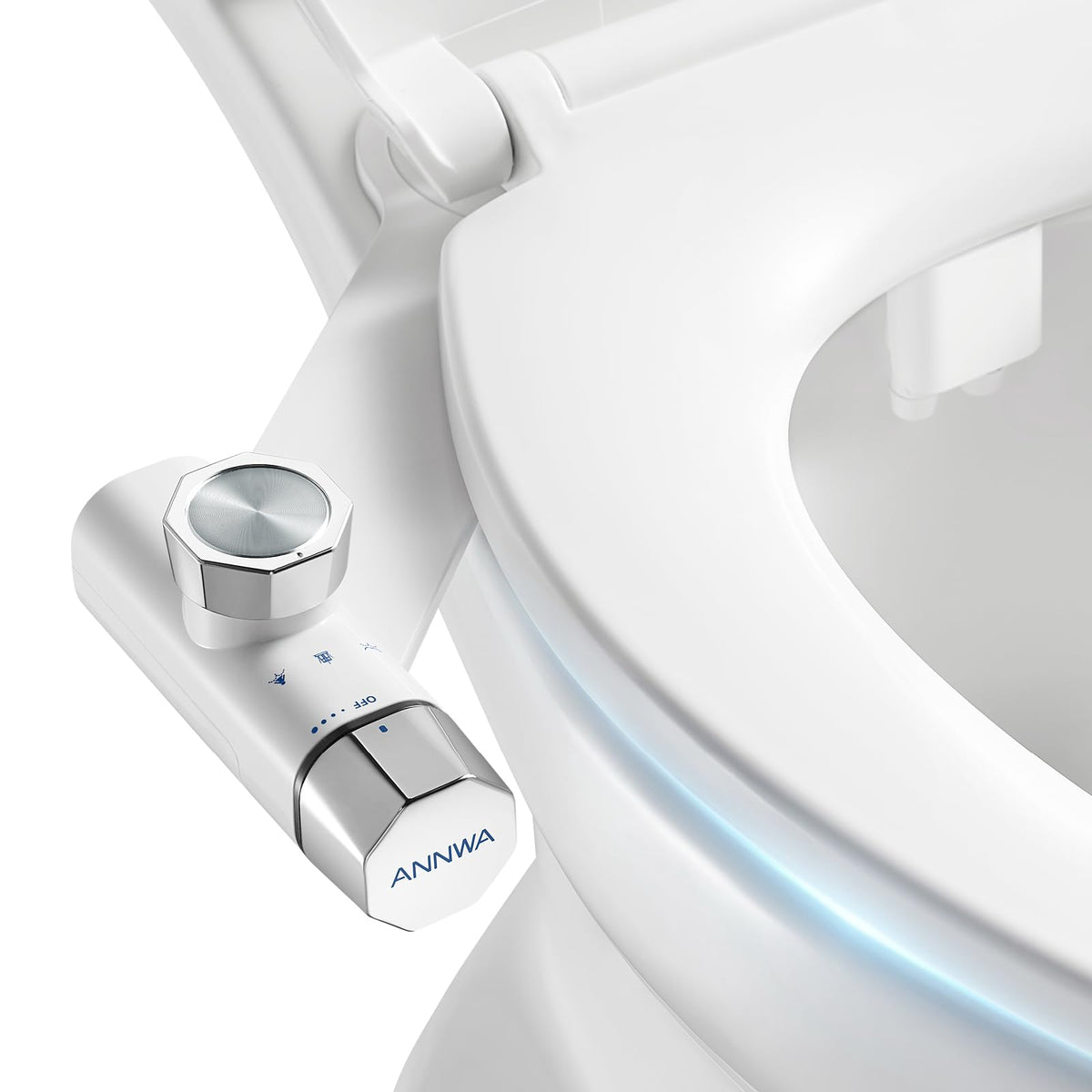 ANNWA bidet attachment side profile showing slim, compatible design.