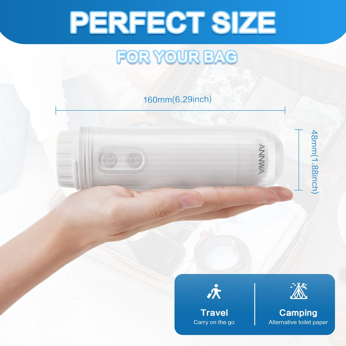 ANNWA 180-degree rotating nozzle for precise reach during cleaning.
