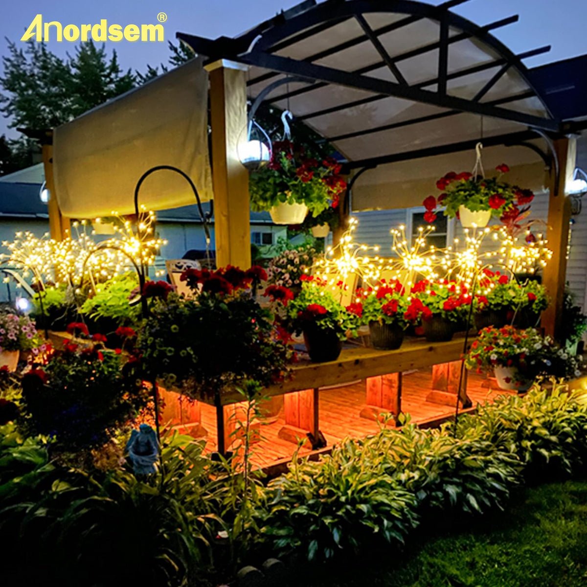 Anordsem LED starburst garden copper wire for flexible yard accents