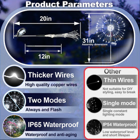 Anordsem firework style lights create a soft, festive outdoor atmosphere.
