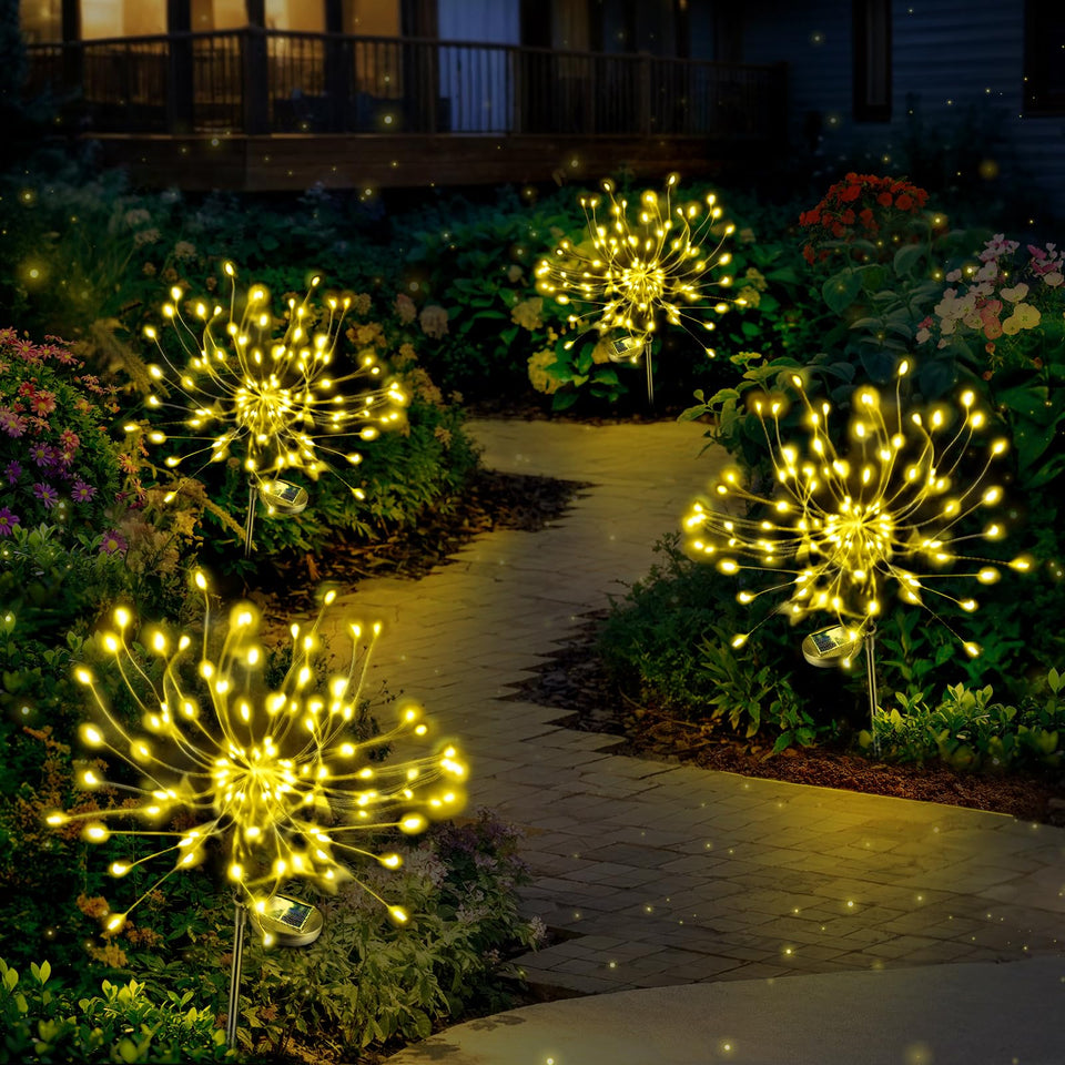 Anordsem solar firework lights with bendable wire and 120 LEDs for customizable outdoor decor.