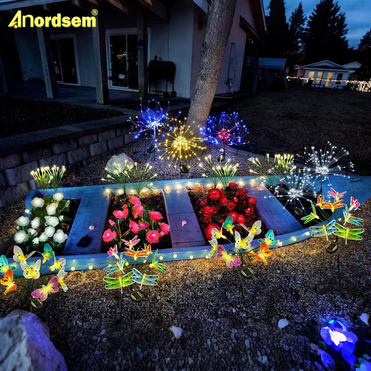 Anordsem backyard ambiance lighting stays durable in rain and dew.