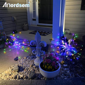 Anordsem starburst color lighting adds whimsical ambiance to gardens and patios.