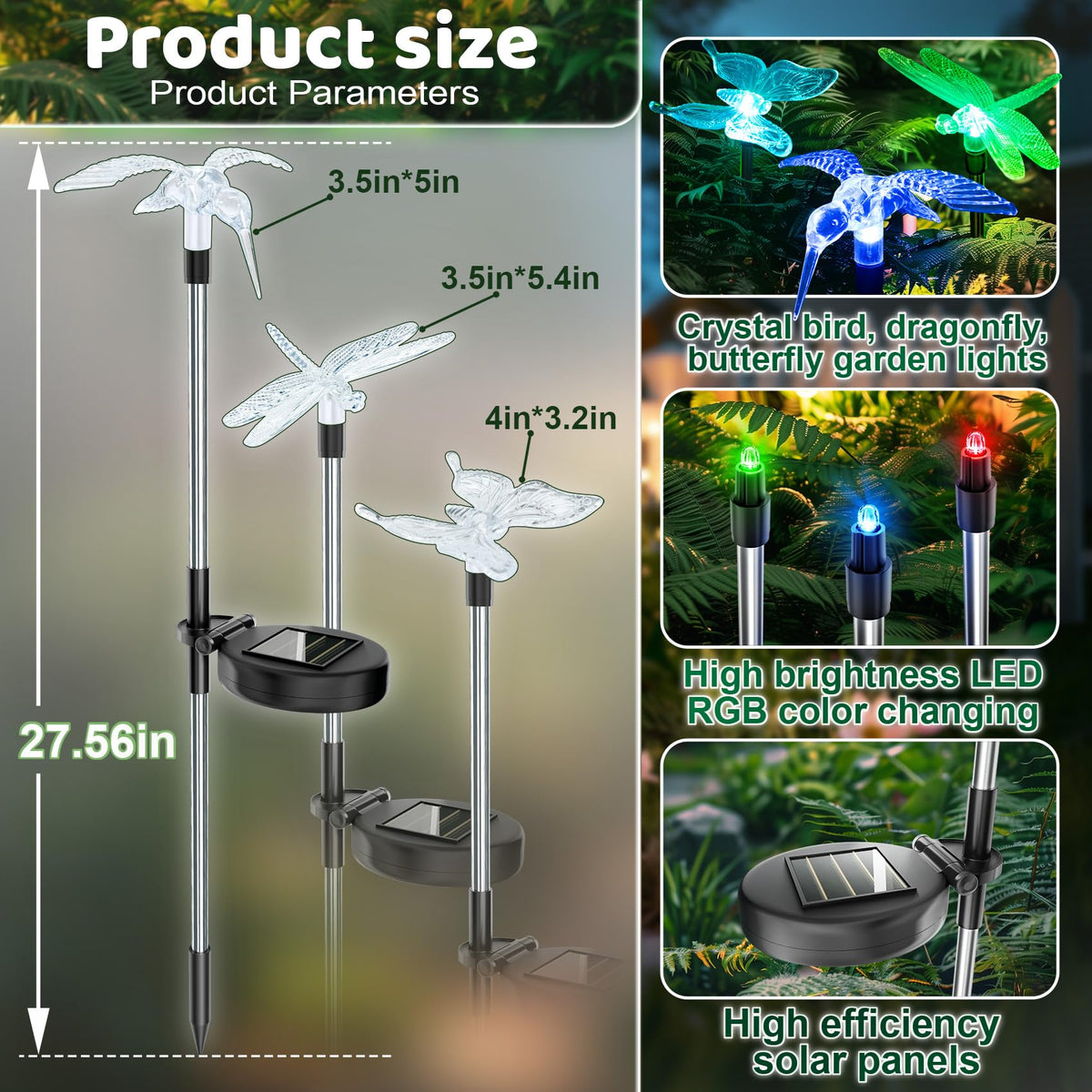 Anordsem solar hummingbird light head adds playful color to borders.