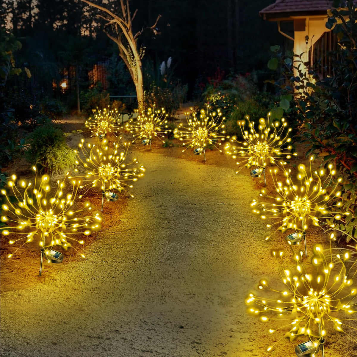 Anordsem solar lights outdoor twinkle path illuminate garden edges at night
