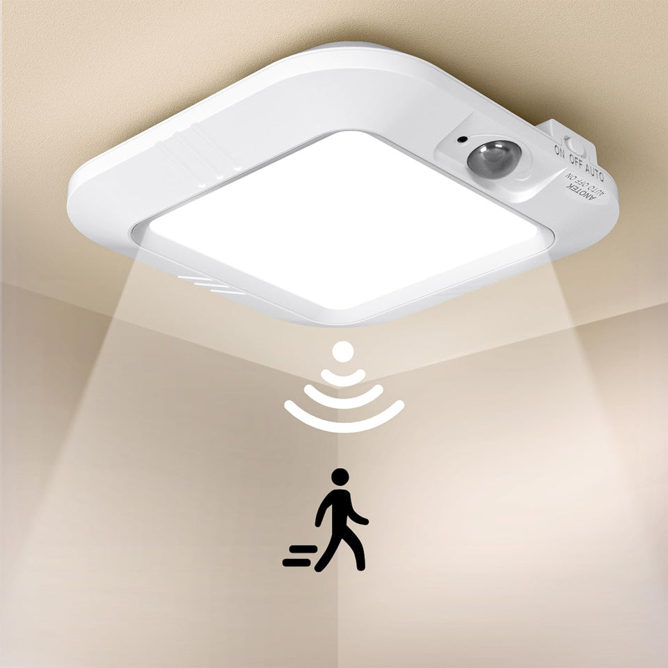 ANOTEK battery ceiling light installation shows quick, tool-free mounting in any room