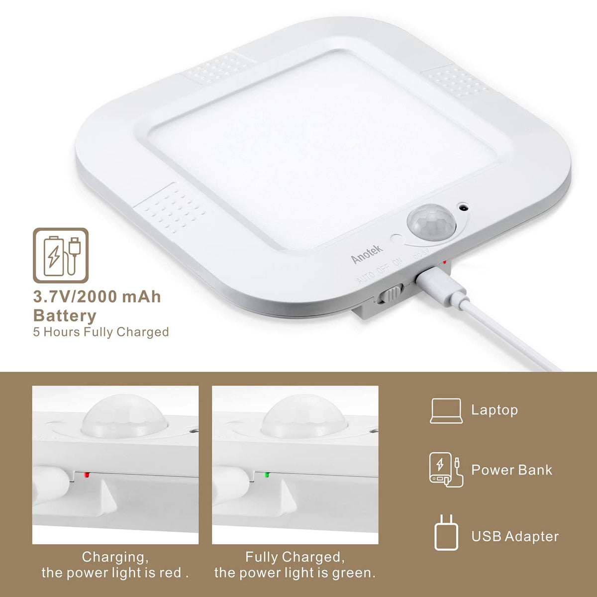 ANOTEK wireless installation with no wiring simplifies mounting on shelves or ceilings.