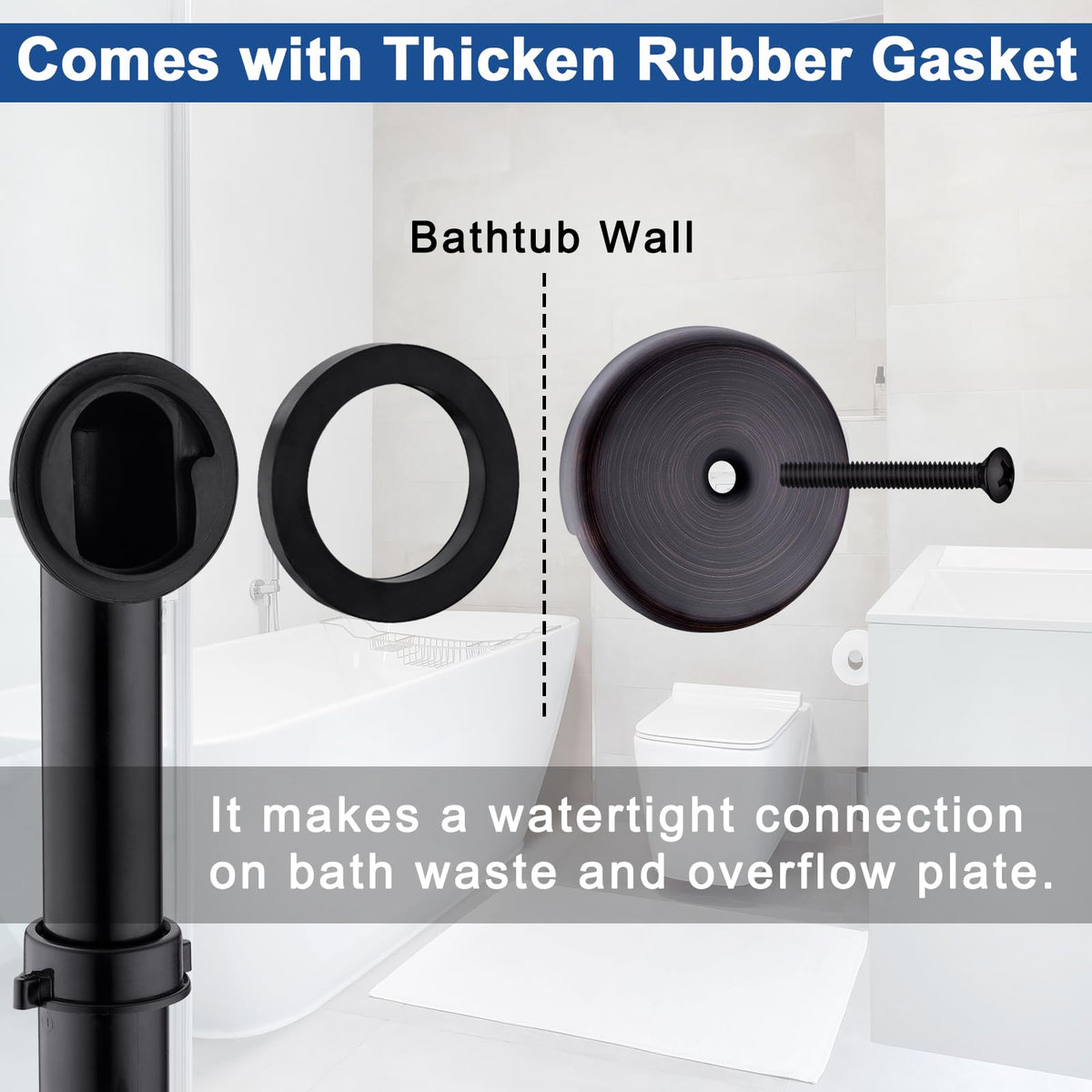 Anpean tub drain overflow assembly with single-hole design for easy setup