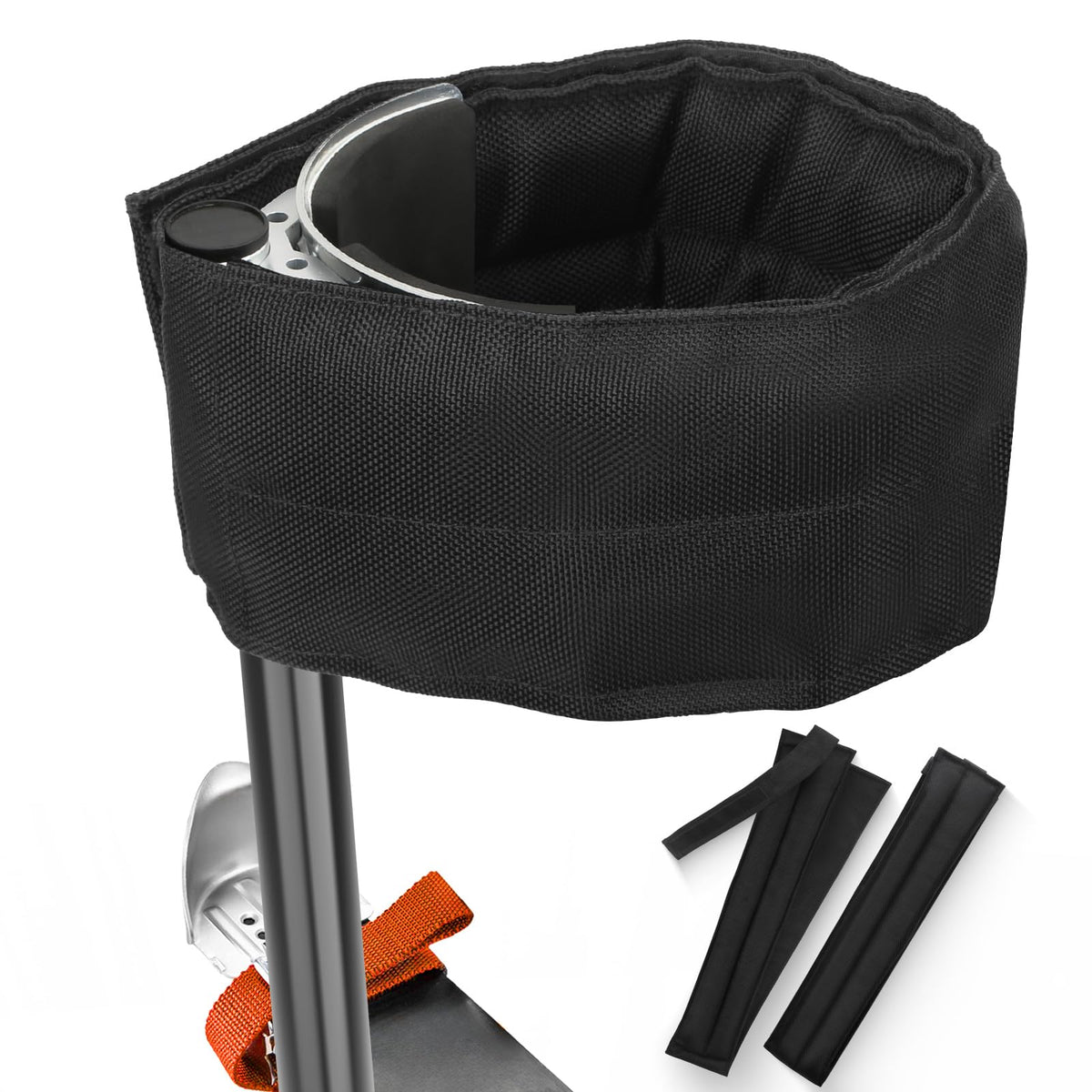Anpoole drywall stilt straps with a 4-inch wide pad for all-day comfort.