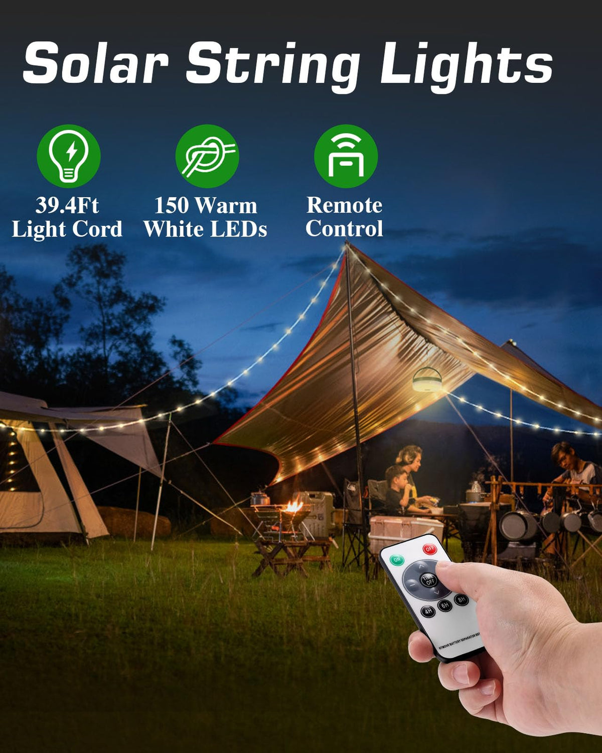 Anpro four-in-one camping light string blends lantern and string lighting for versatility.