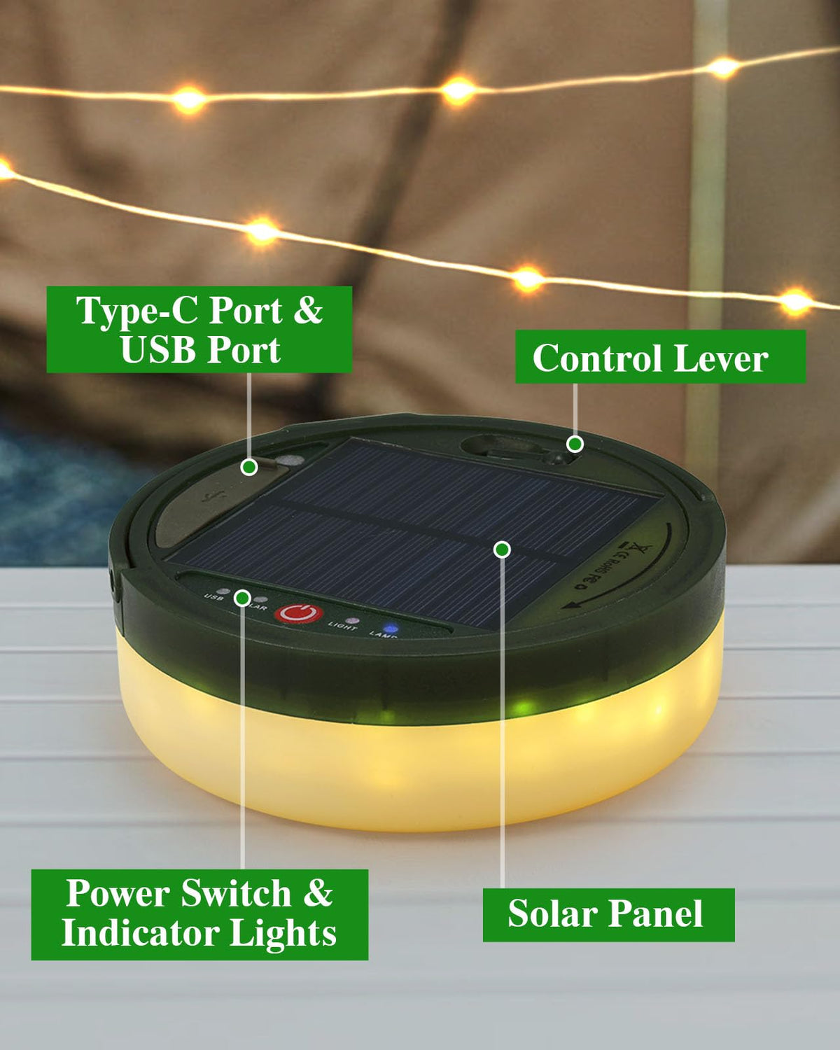 Anpro portable lighting solution ideal for tents, gardens, RVs.