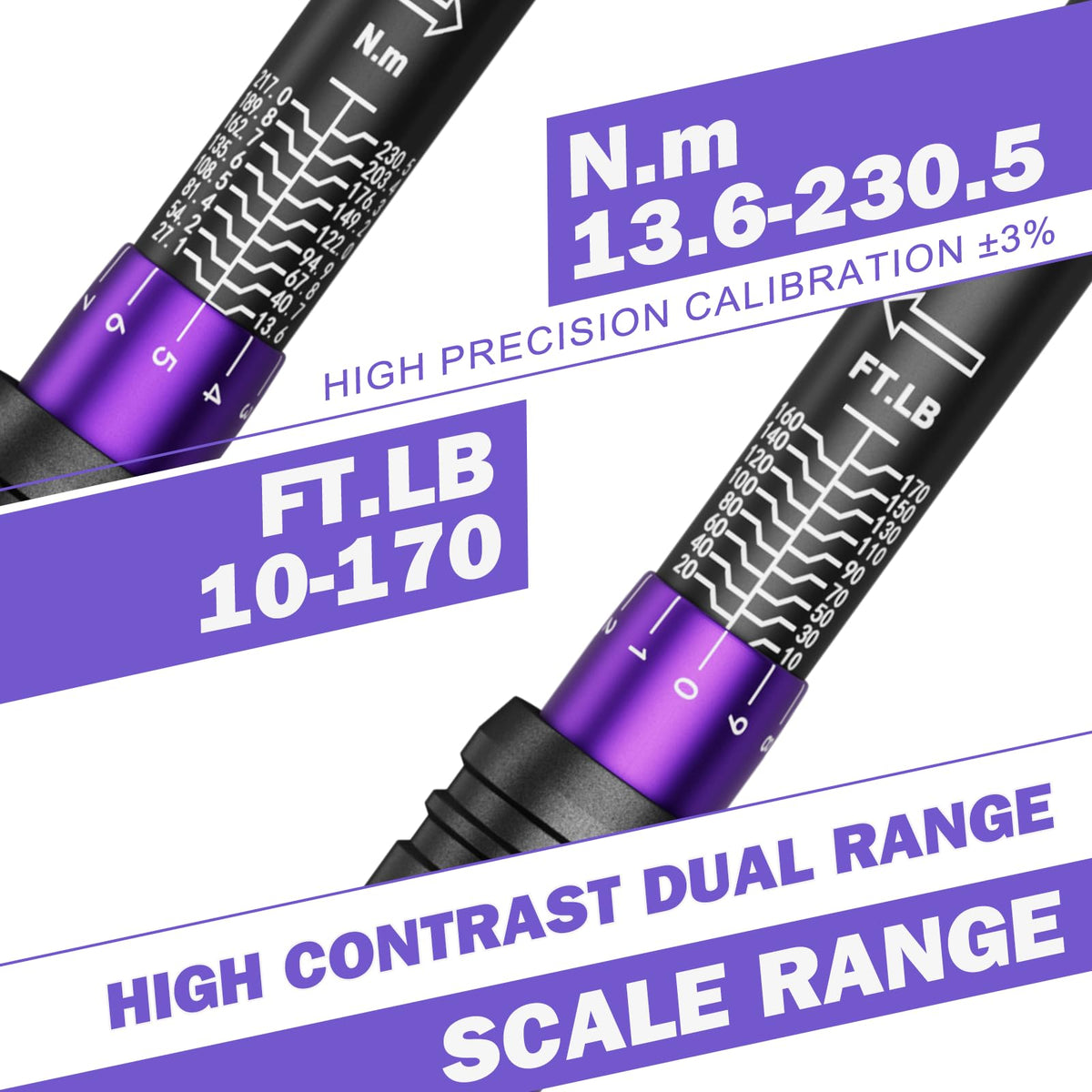 ANPUDS dual-scale readout shows ft-lb and Nm for accurate bolt tightening.