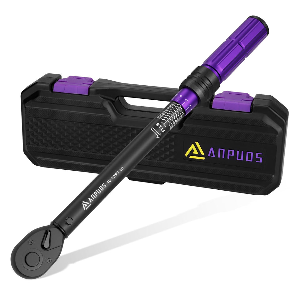 ANPUDS half-inch drive torque wrench with precise dual-scale readouts for motorcycle maintenance.
