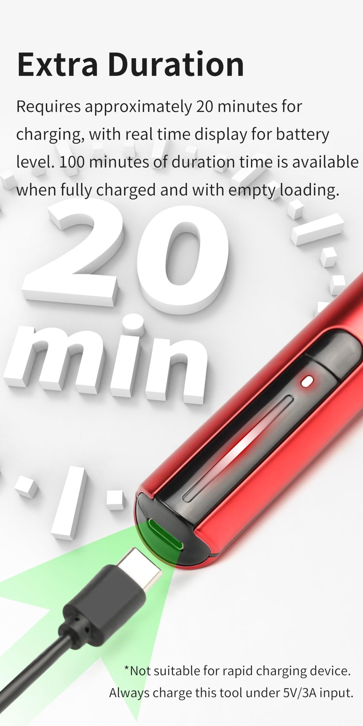 ANSAI Sander with battery display helps monitor charge before a session