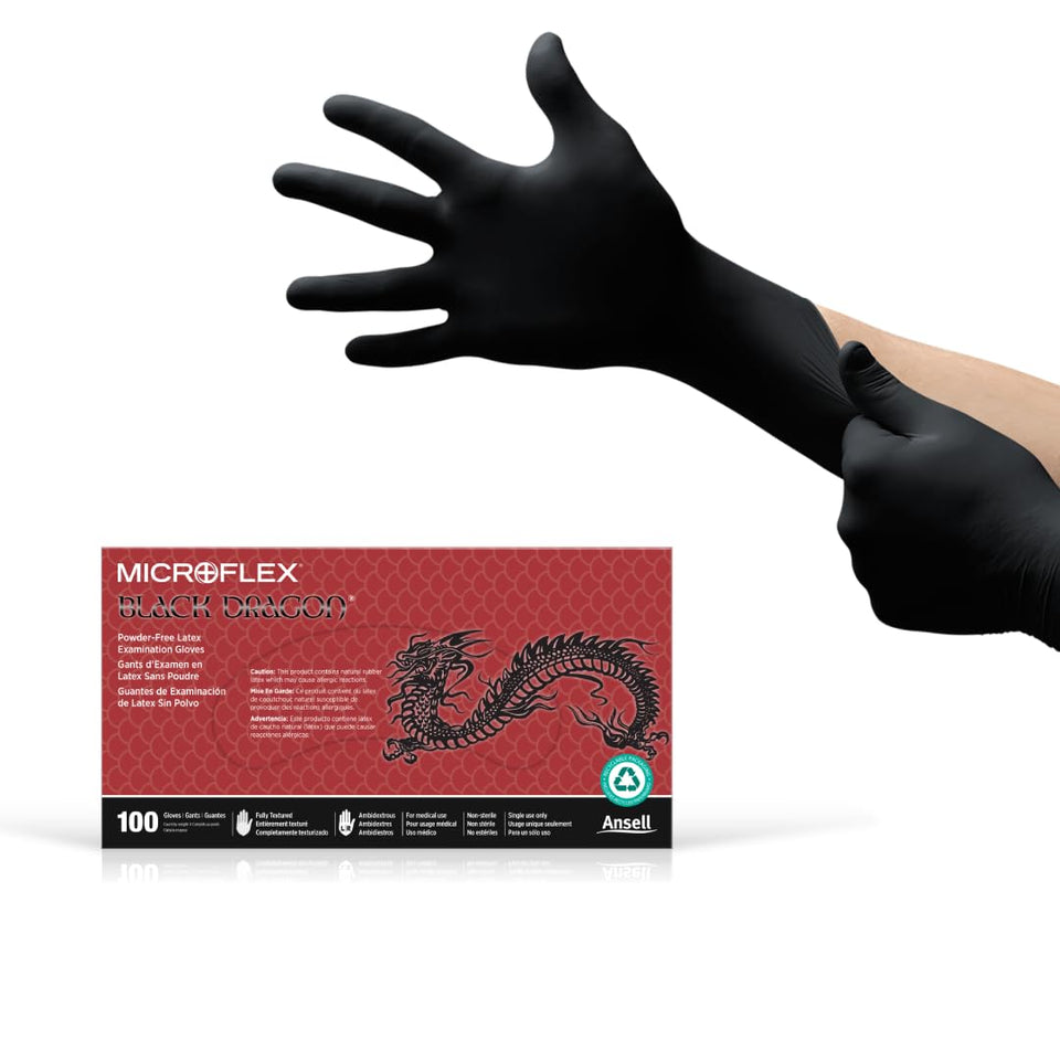 Ansell MICROFLEX Black Dragon BD-100L glove palm texture for secure grip in wet or dry tasks