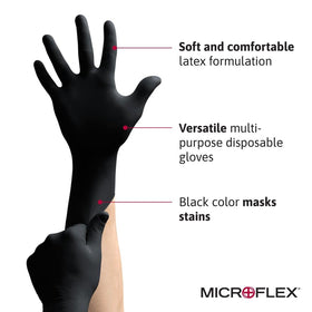 Ansell MICROFLEX Black Dragon BD-100L textured fingertips ensure secure grip.