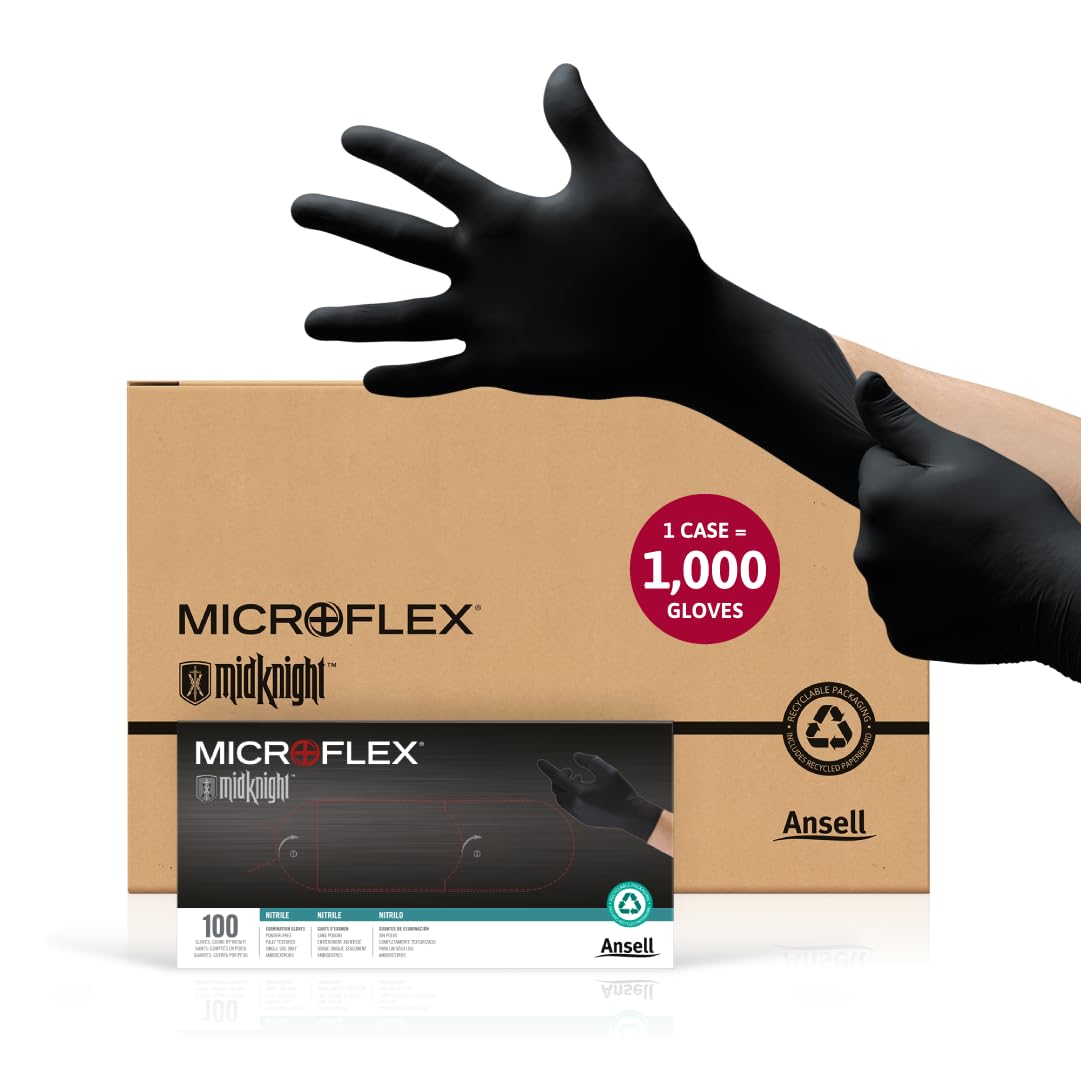 Ansell Microflex MidKnight MK-296 gloves with full texture for a secure grip during automotive inspections.