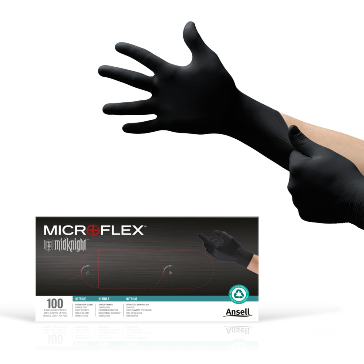 Ansell Microflex MK-296 black gloves with full-texture grip for secure handling