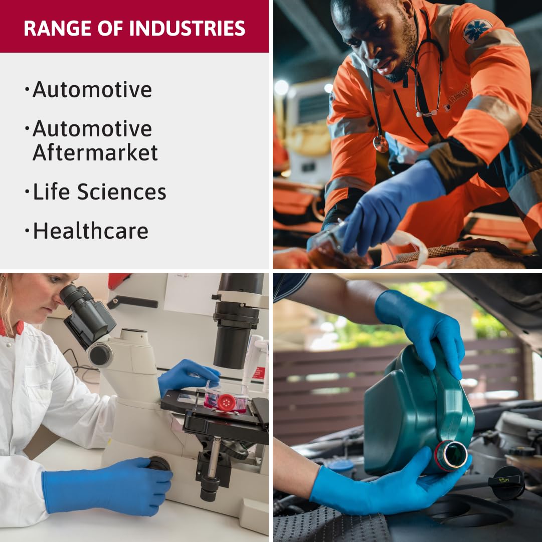 Ansell Microflex SG-375 blue glove for automotive and lab tasks, enhancing durability