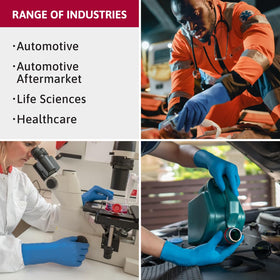 Ansell Microflex SG-375 blue glove for automotive and lab tasks, enhancing durability