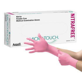 Ansell Perry Microtouch NitraFree gloves with beaded cuffs for secure wrist protection
