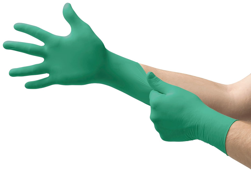 Ansell TouchNTuff 92-600 glove with textured fingers for improved grip in dry or wet work.