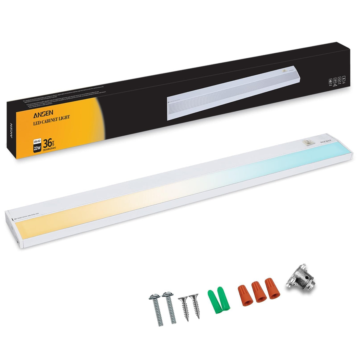 Ansen 36-inch hardwired under-cabinet light mounted under cabinet for precise task illumination