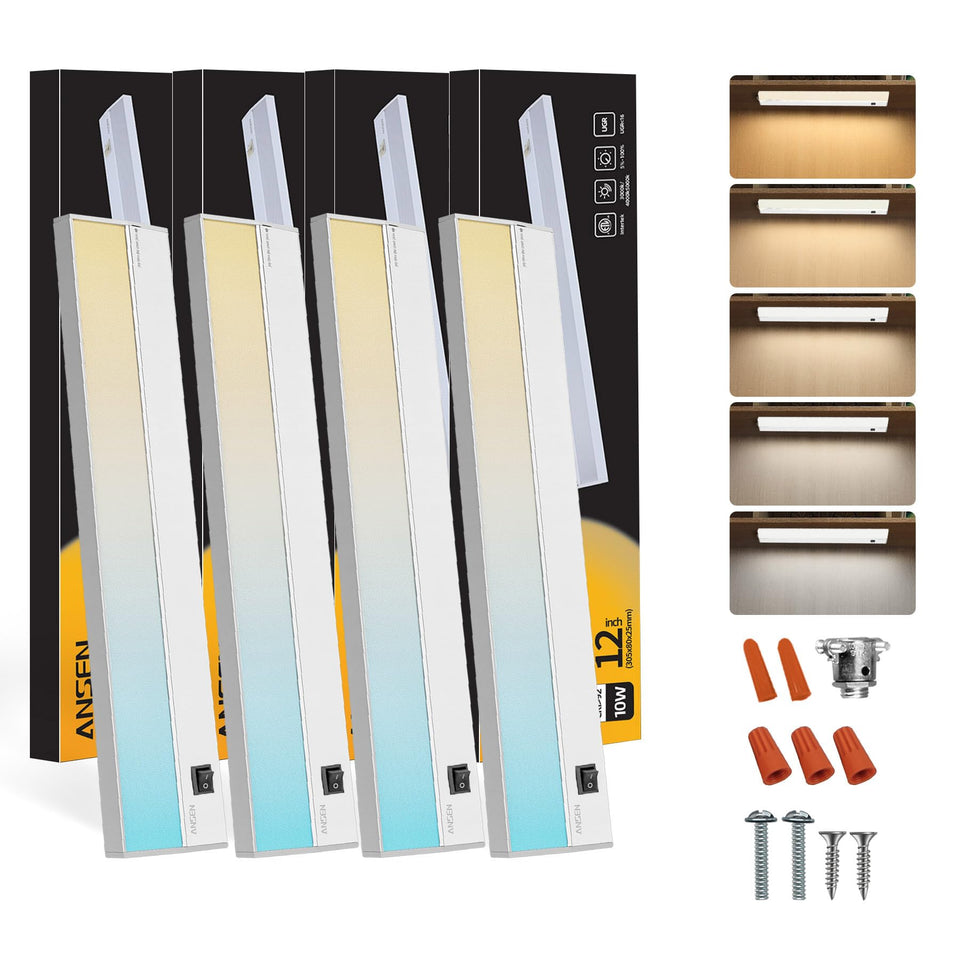 Ansen four-pack under-cabinet lights brighten countertops evenly.