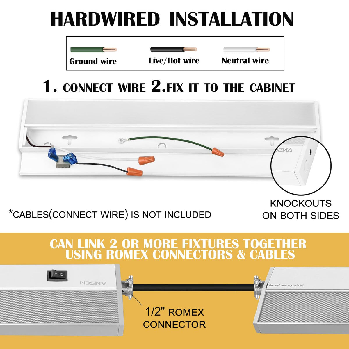 Ansen dimmable under-cabinet LED light with smooth brightness control.