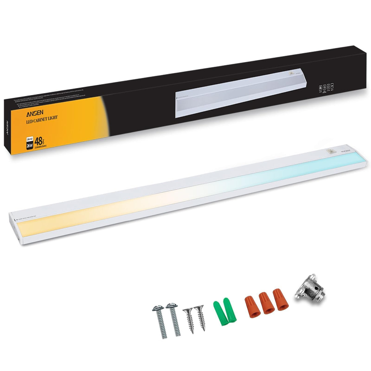 Ansen hardwired under-cabinet light 48in delivers bright, even task lighting.
