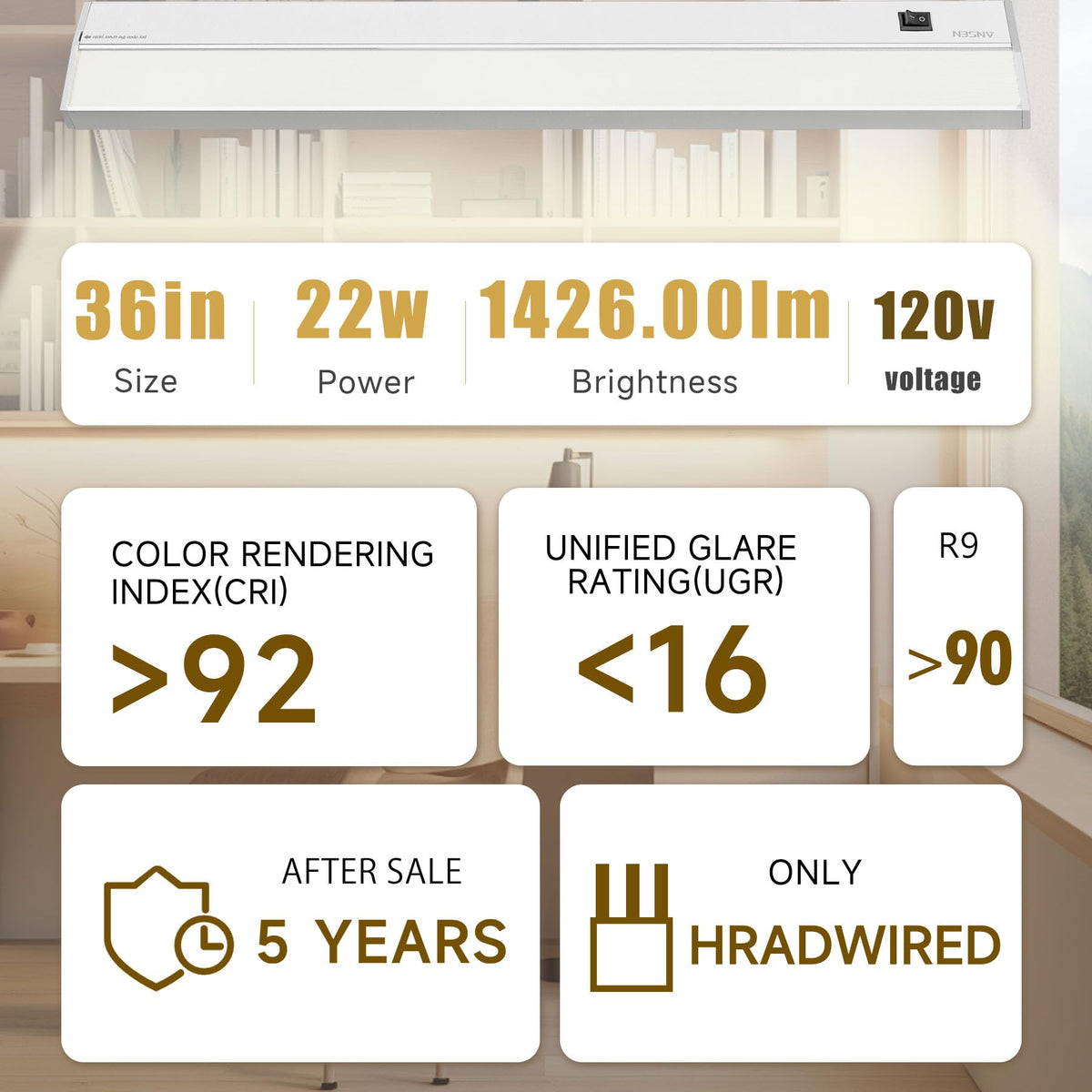 Ansen LED under-cabinet light dimmable for customizable task lighting