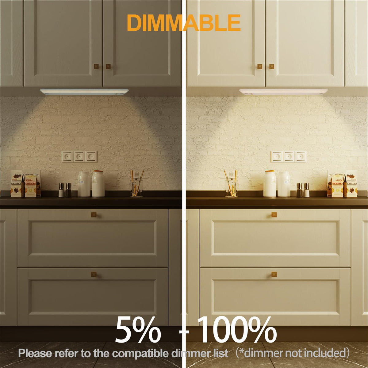 Ansen dimmable 5CCT under-cabinet light adjusting brightness for task lighting.