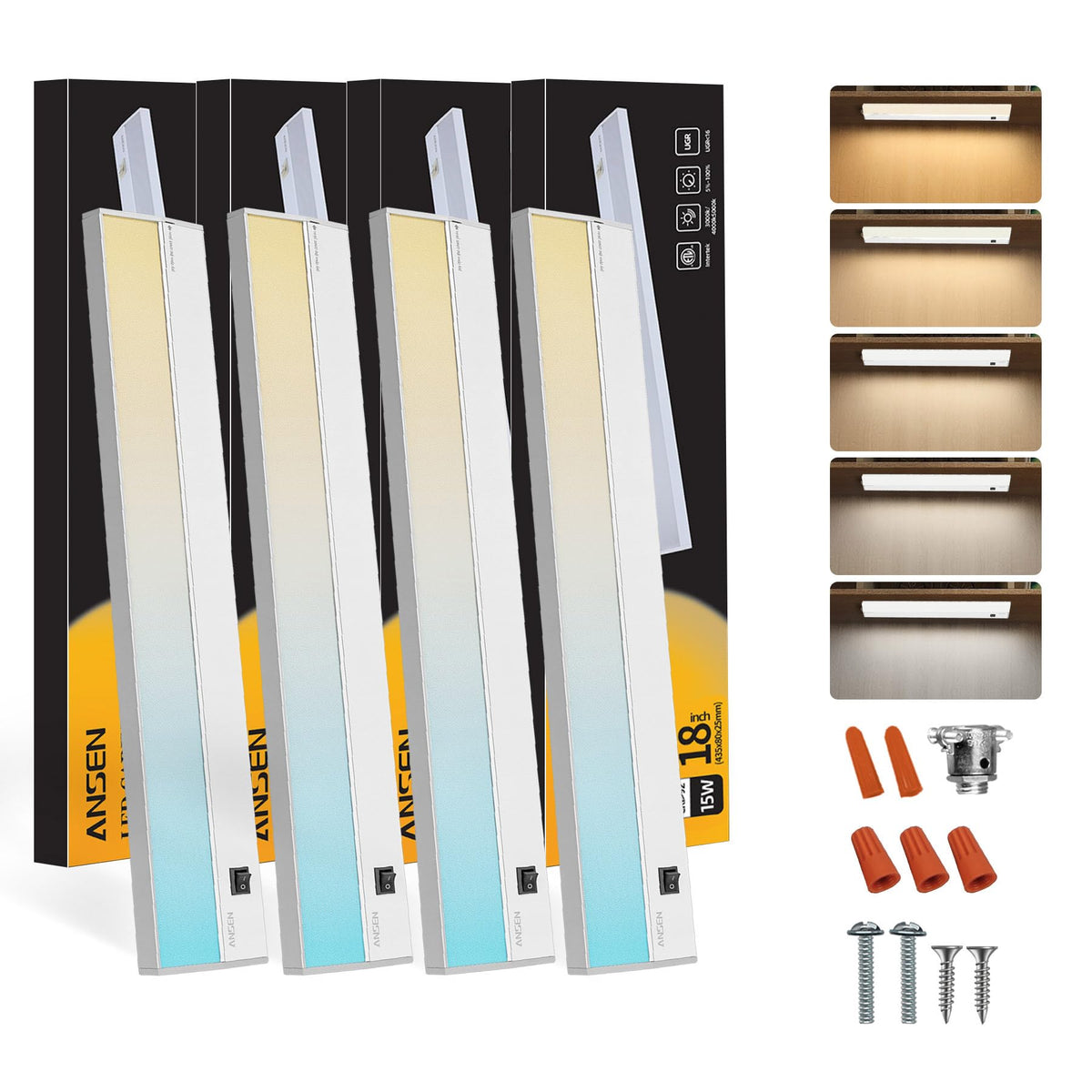 Ansen 18-inch under-cabinet light provides dimmable, glare-free task illumination.