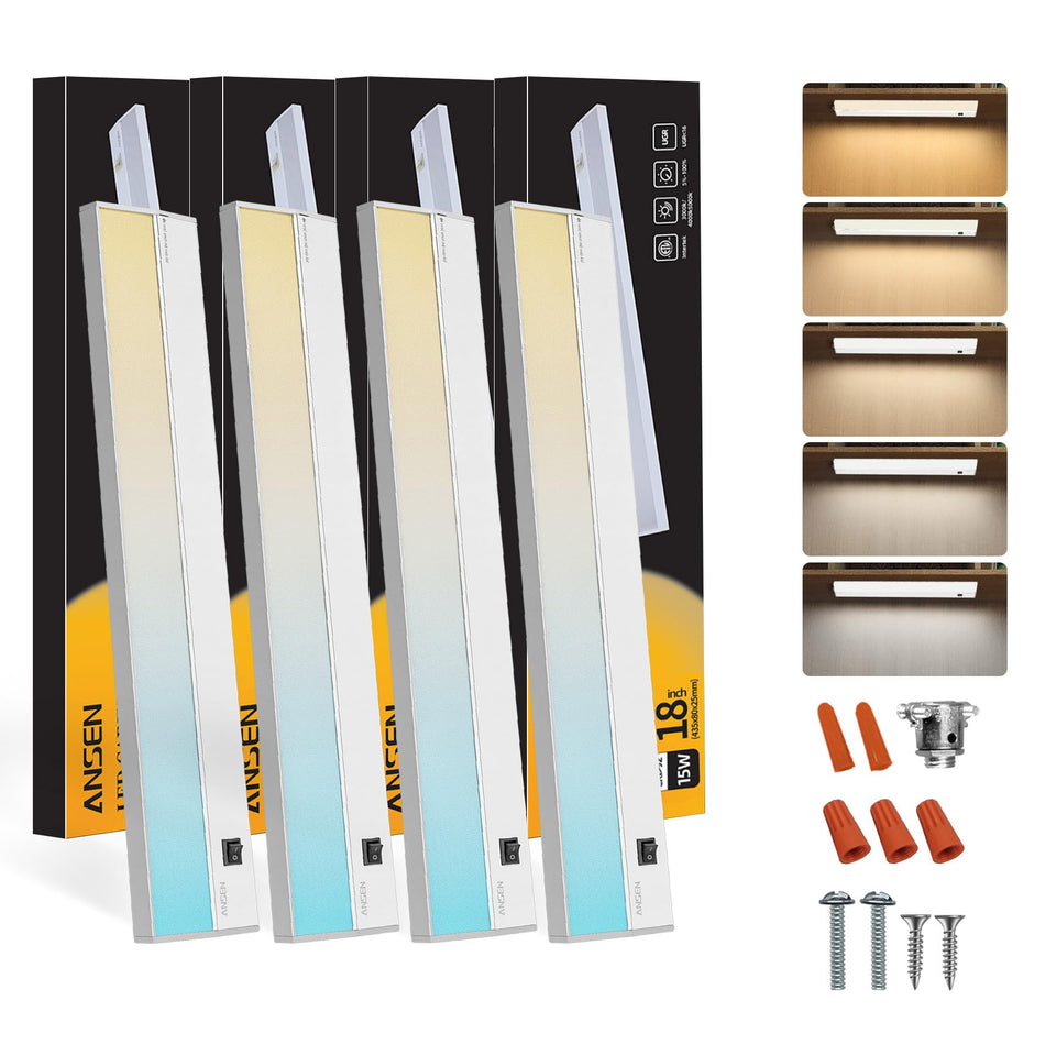 Ansen 18-inch under-cabinet light provides dimmable, glare-free task illumination.