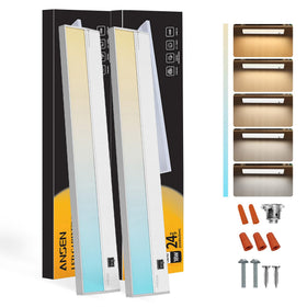 Ansen 2-pack under-cabinet light illuminating a kitchen countertop with even brightness.