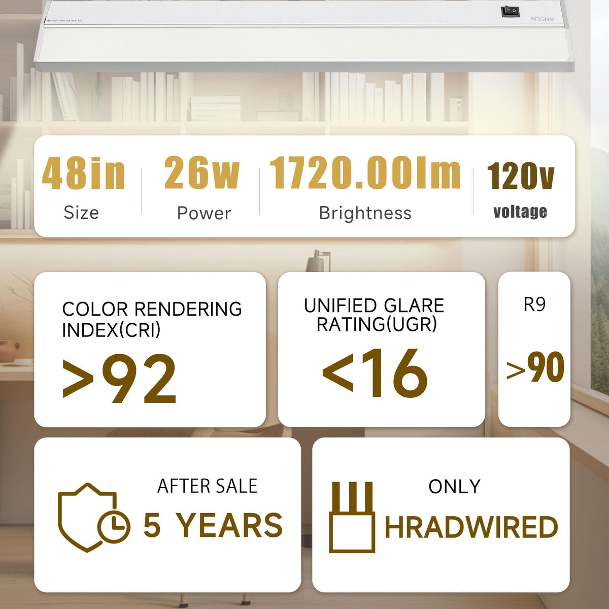 Ansen under-cabinet light brightens kitchen counters with crisp color rendering.