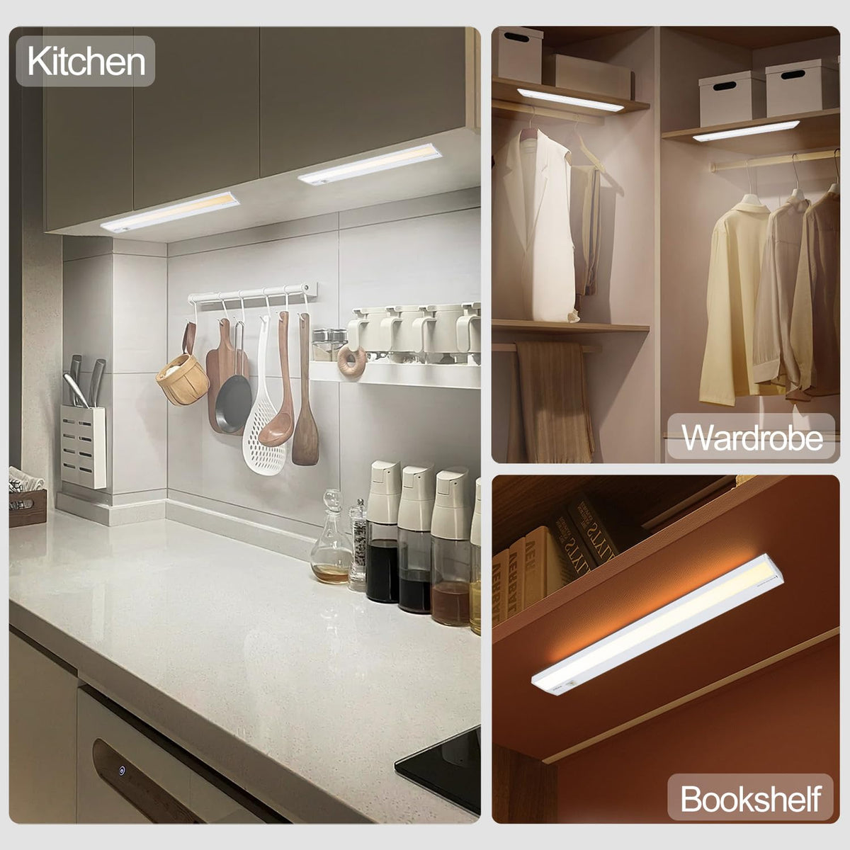 Ansen versatile under-cabinet lighting suitable for kitchens, pantries, and closets.