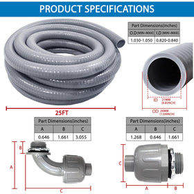 Ansgery 3/4-inch conduit fittings package with straight and 90-degree options.
