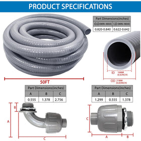 Ansgery connector fittings kit with straight and 90-degree options for waterproof joints.
