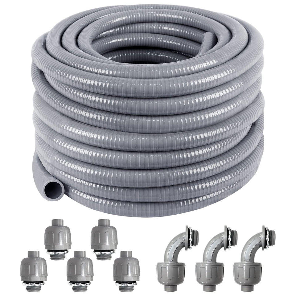 Ansgery liquid-tight conduit 100 ft with fittings for durable outdoor wiring