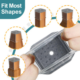 Ansible 24 Pcs chair leg protectors square close-up felt-bottom confirms durable soft contact.